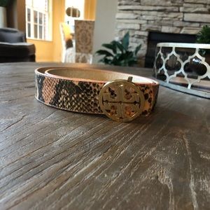 Tory Burch Snakeskin/Gold Reversible Belt